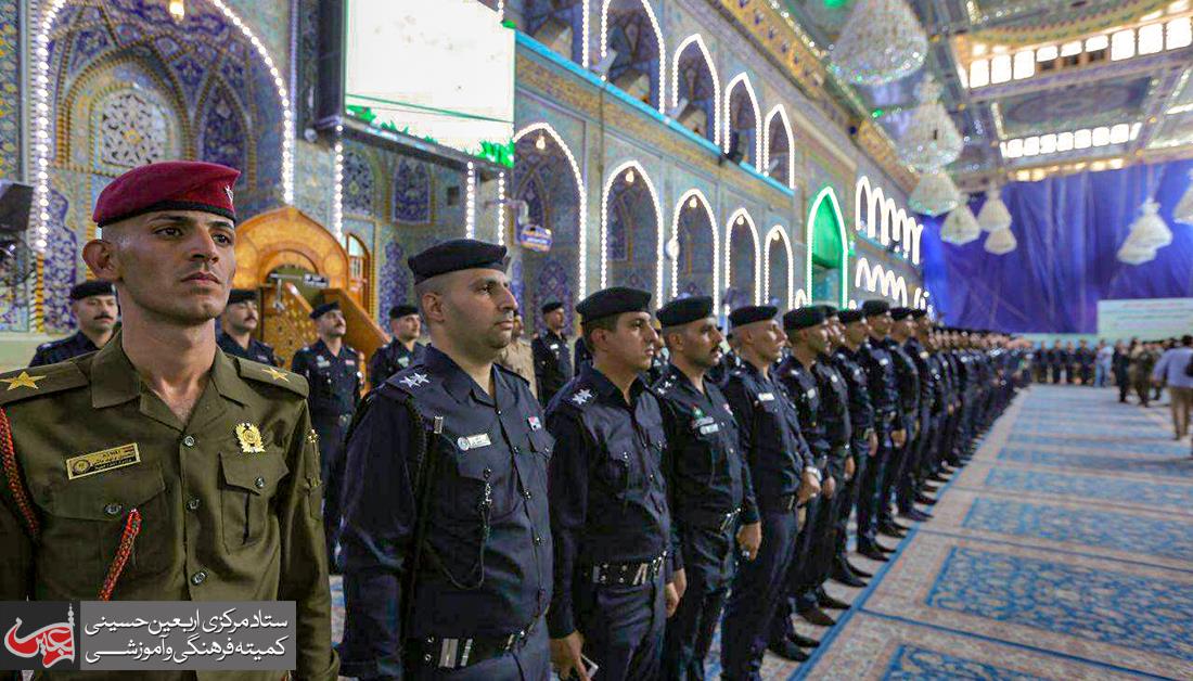 Iraqi Graduate officers pledge their loyalty at Imam Hussain Shrine.