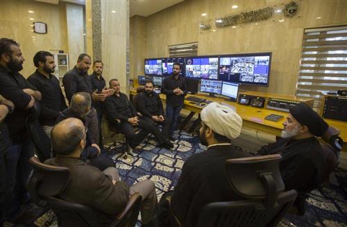 The Senior Official of the al-Abbas's (p) Holy Shrine visits the Center of the live satellite broadcasting system during the Ziyarat Arba'een.