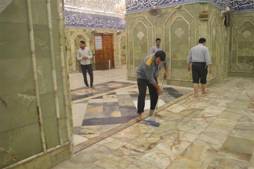 The Department of care of the Holy Shrine conducts the washing works of the sanctuary of the Master Aba al-Fadl al-Abbas (PBUH).